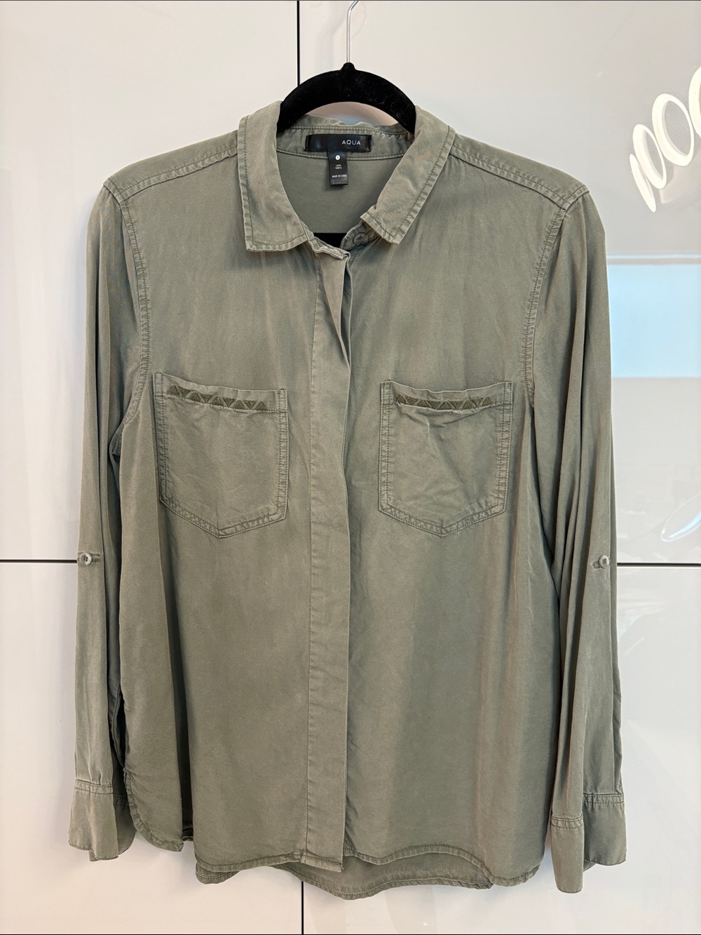 Aqua Olive Green blouse